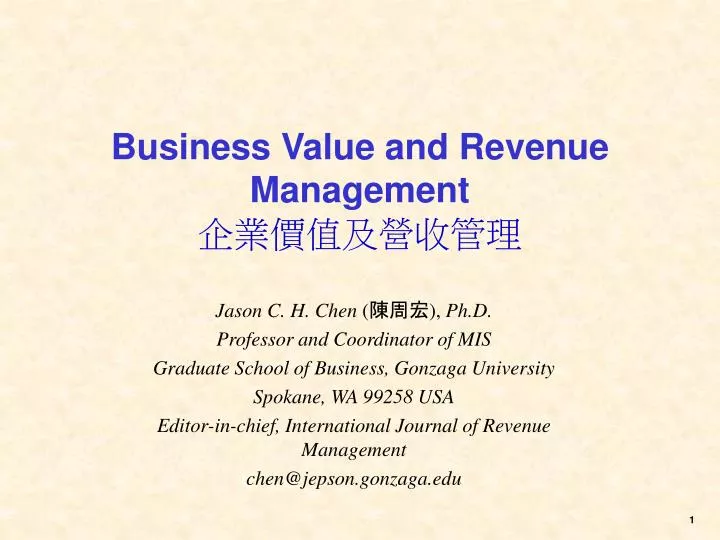 business value and revenue management