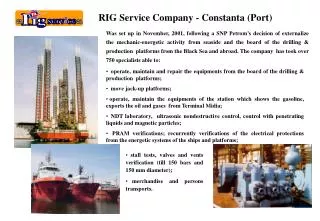 RIG Service Company - Constanta (Port)