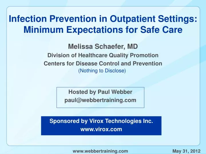 infection prevention in outpatient settings minimum expectations for safe care