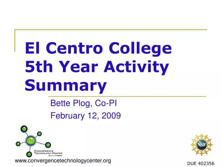 el centro college 5th year activity summary