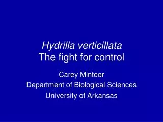 Hydrilla verticillata The fight for control