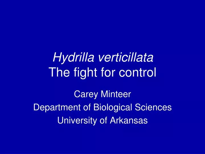 hydrilla verticillata the fight for control
