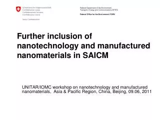 further inclusion of nanotechnology and manufactured nanomaterials in saicm