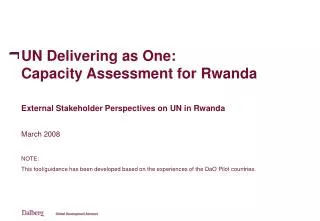 UN Delivering as One: Capacity Assessment for Rwanda