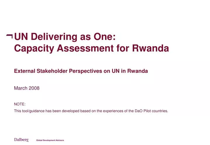 un delivering as one capacity assessment for rwanda