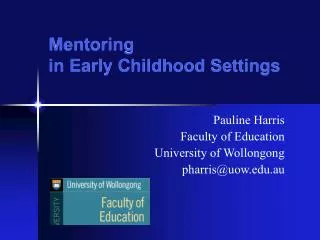 Mentoring in Early Childhood Settings