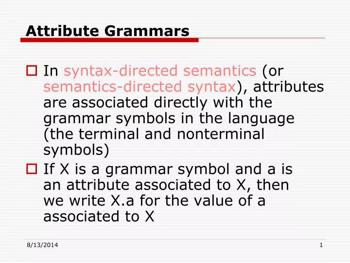 attribute grammars