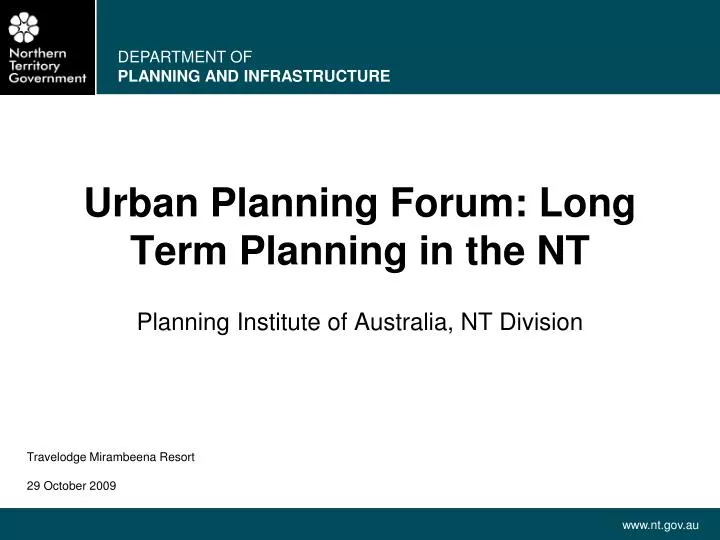 urban planning forum long term planning in the nt