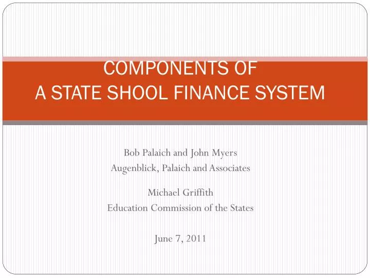 components of a state shool finance system