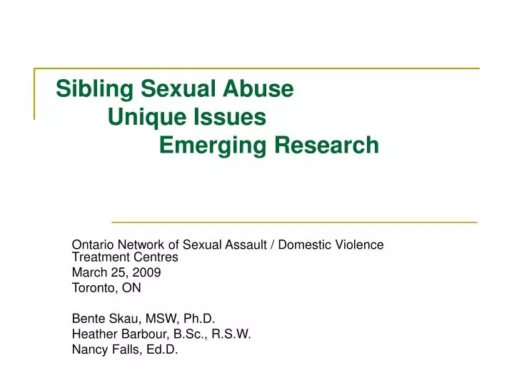 sibling sexual abuse unique issues emerging research