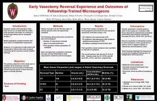 Early Vasectomy Reversal Experience and Outcomes of Fellowship-Trained Microsurgeons