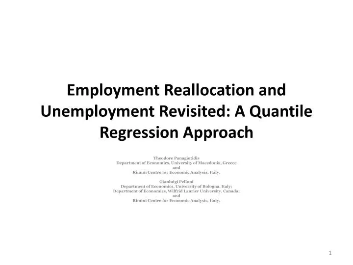employment reallocation and unemployment revisited a quantile regression approach