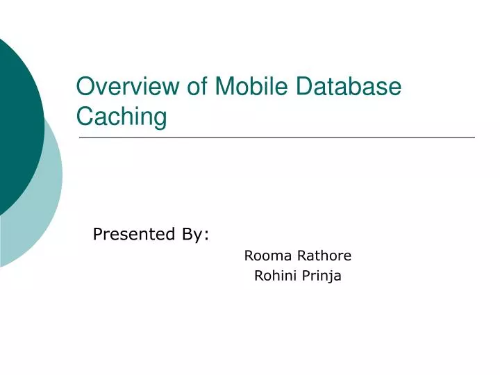 overview of mobile database caching