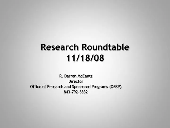 research roundtable 11 18 08