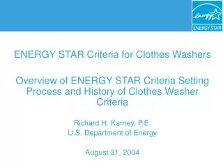 ENERGY STAR Criteria for Clothes Washers