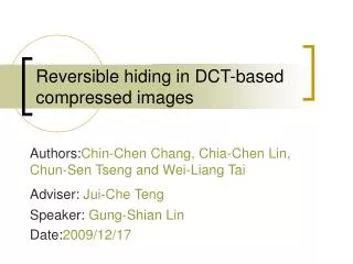 reversible hiding in dct based compressed images