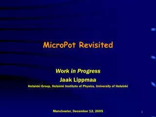 MicroPot Revisited