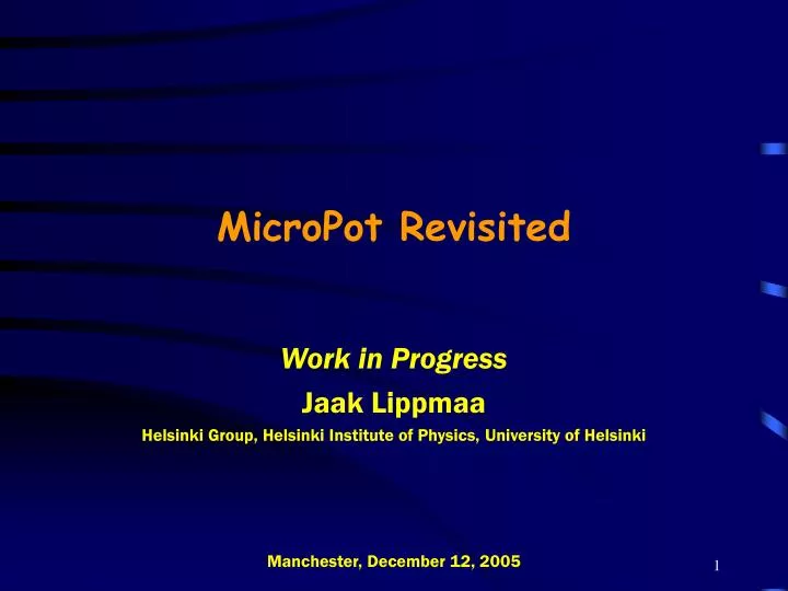 micropot revisited