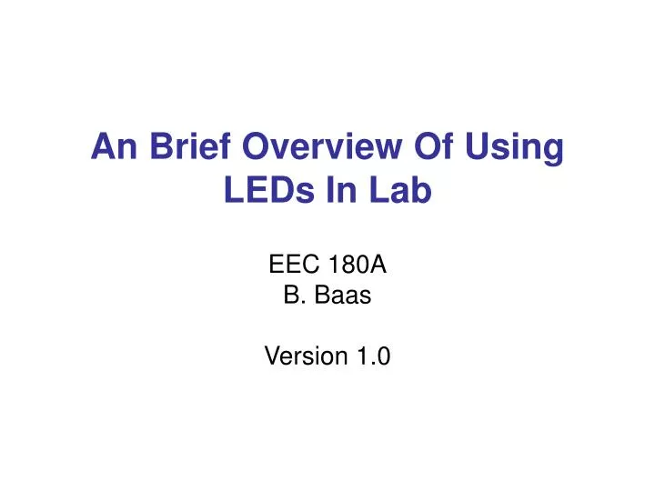 an brief overview of using leds in lab