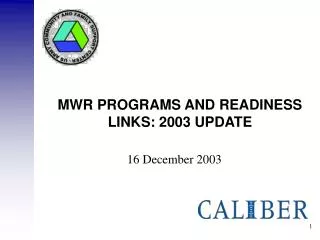 MWR PROGRAMS AND READINESS LINKS: 2003 UPDATE