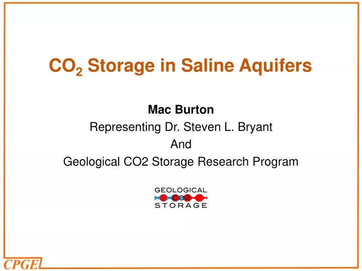 co 2 storage in saline aquifers