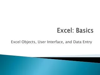 Excel: Basics
