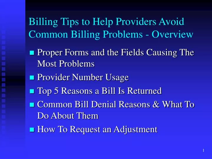 billing tips to help providers avoid common billing problems overview