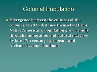 Colonial Population