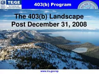 The 403(b) Landscape Post December 31, 2008