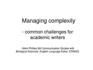 Managing complexity