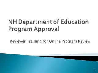 NH Department of Education Program Approval