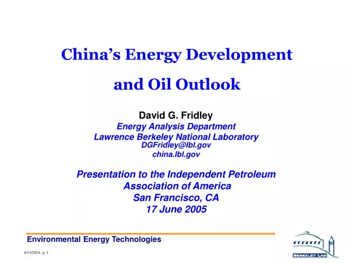china s energy development and oil outlook