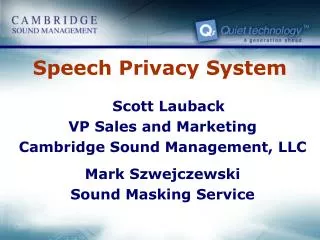 Speech Privacy System