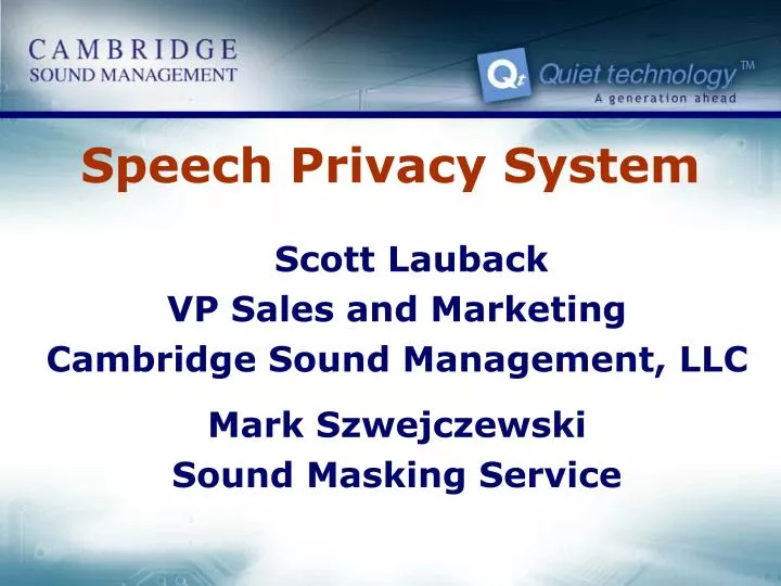 speech privacy system