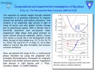 Computational and experimental investigations of Mg alloys