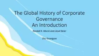 The Global History of Corporate Governance An Introduction