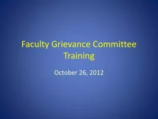 Faculty Grievance Committee Training