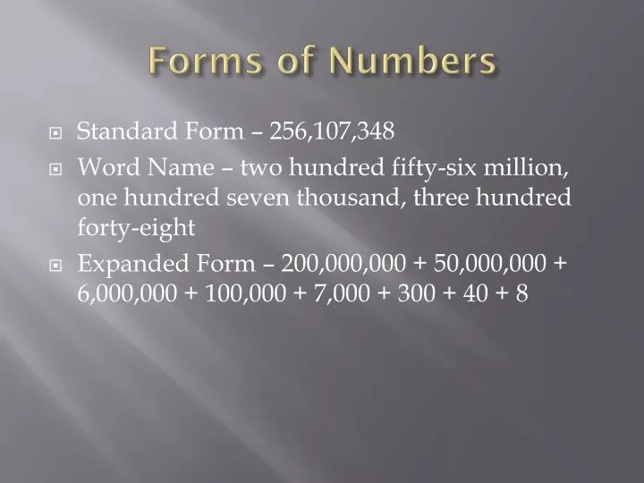 forms of numbers
