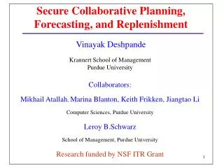 Secure Collaborative Planning, Forecasting, and Replenishment