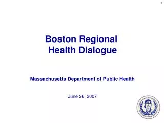 Massachusetts Department of Public Health June 26, 2007