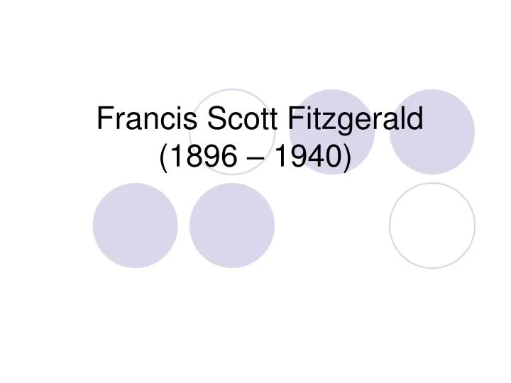 francis scott fitzgerald 1896 1940