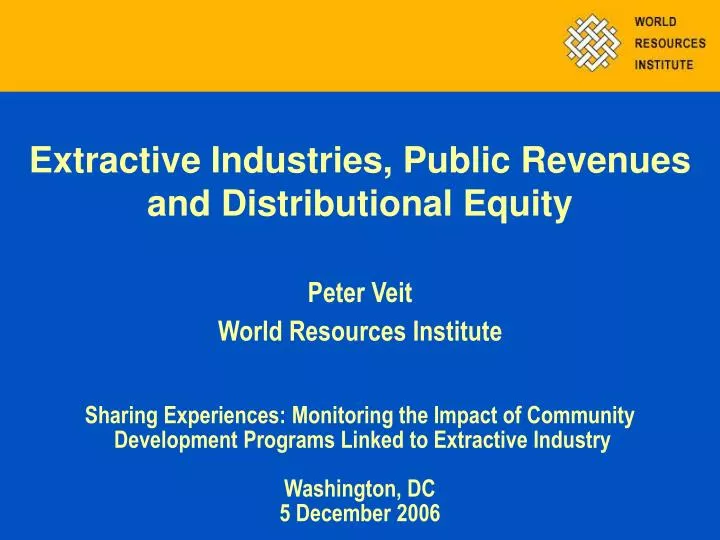 extractive industries public revenues and distributional equity
