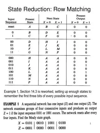 State Reduction: Row Matching