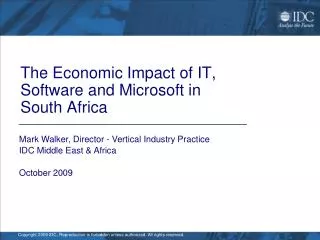 The Economic Impact of IT, Software and Microsoft in South Africa