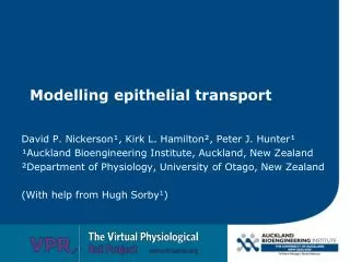 Modelling epithelial transport