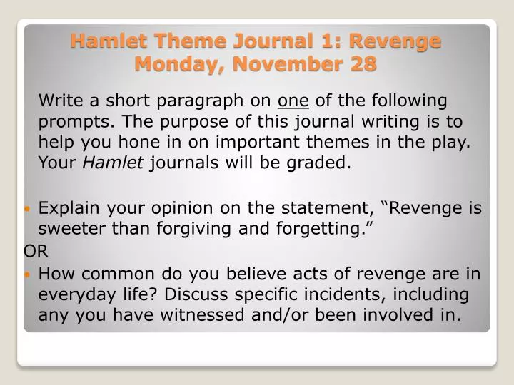 hamlet theme journal 1 revenge monday november 28