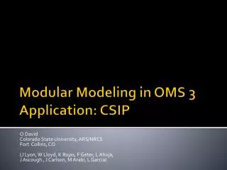 Modular Modeling in OMS 3 Application: CSIP