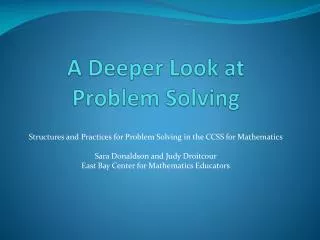 A Deeper Look at Problem Solving
