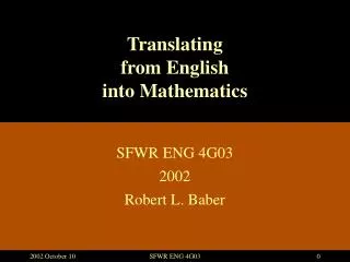 Translating from English into Mathematics