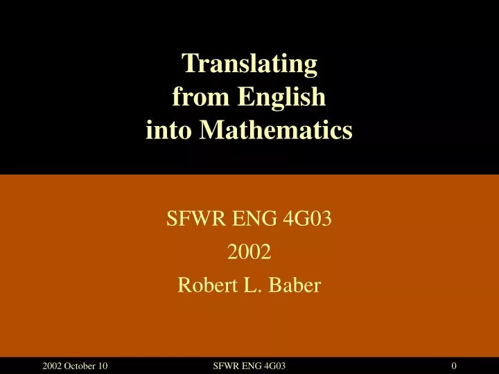 translating from english into mathematics